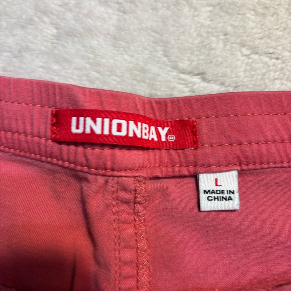 UNIONBAY Shorts Lg Juniors Watermelon Pink Maribeth Sateen Pull-On Drawstring - Picture 7 of 10